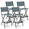Folding Bar Stools Set Of 4 Patio Sling Chairs W/ Backrest Humanized Footrest Blue